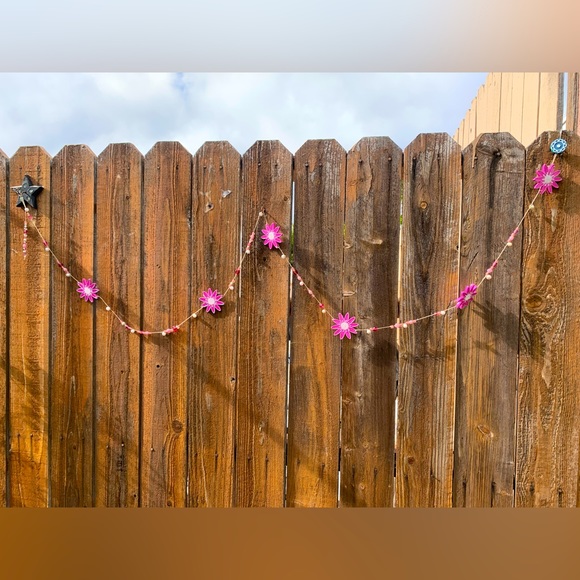 Pink Flower Beaded 84” Garland Strand - Picture 1 of 12